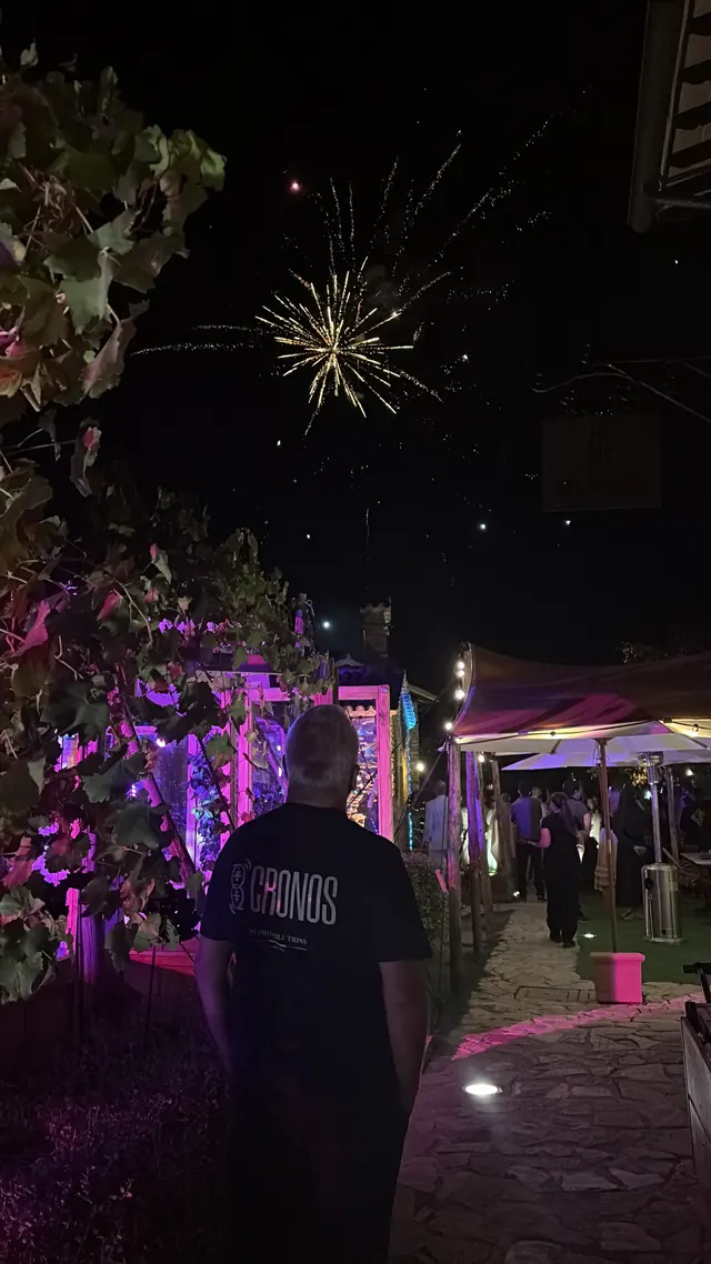 La festa di sera, con le luci d’atmosfera sul giardino